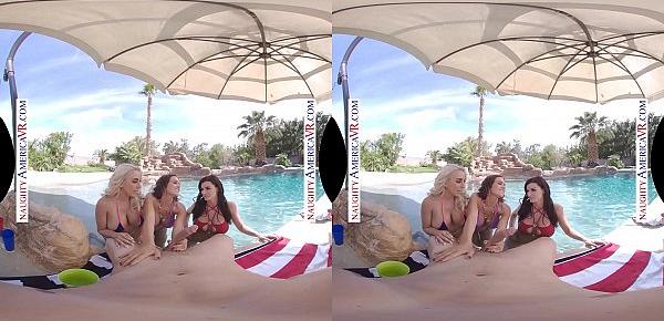  Naughty America VR - Pool Party turns into hot foursome on Memorial Day